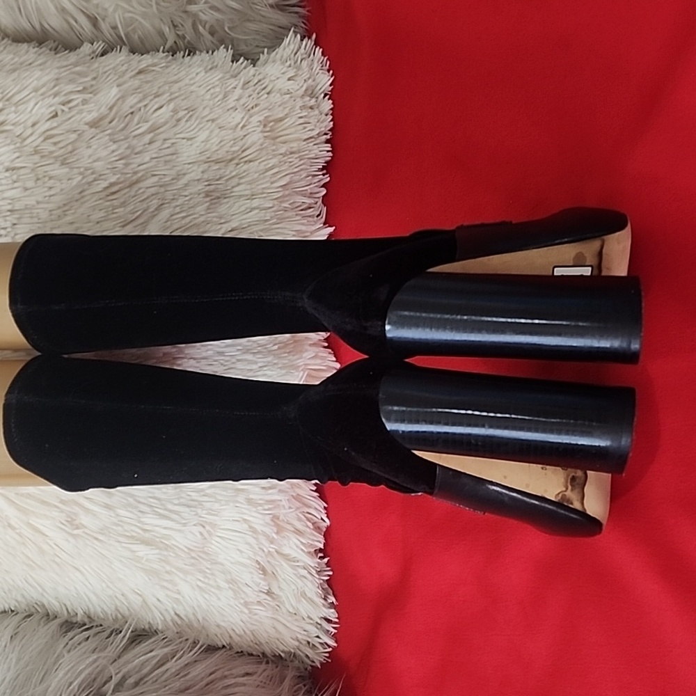ALEXANDER WANG Boots Hannah Black Leather Velvet Sock Boots - Picture 5 of 10
